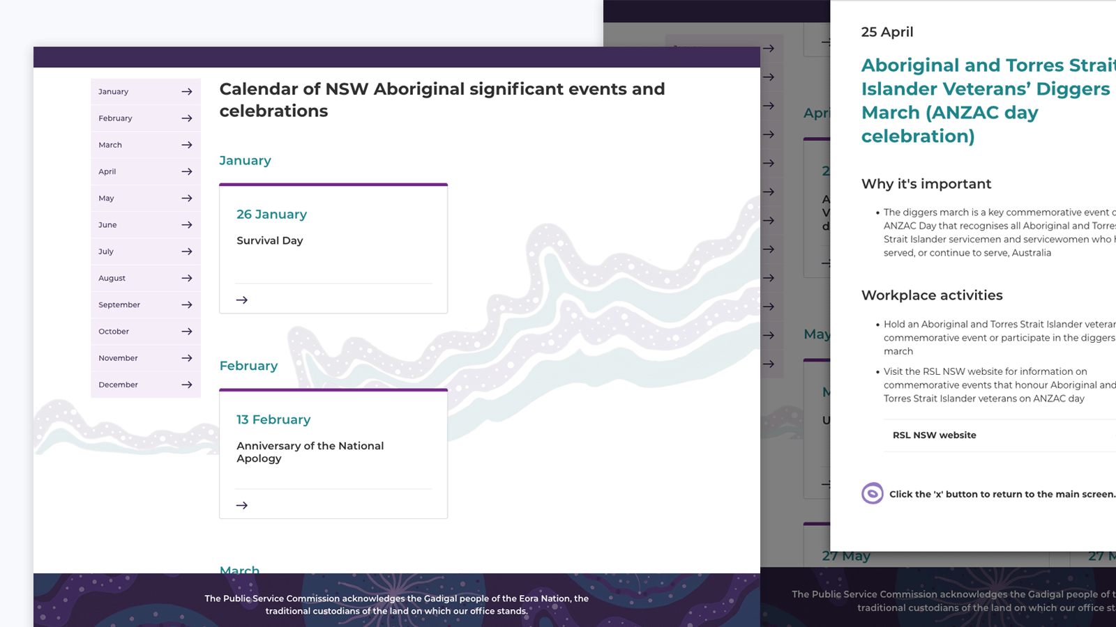 Calendar of Significant Events