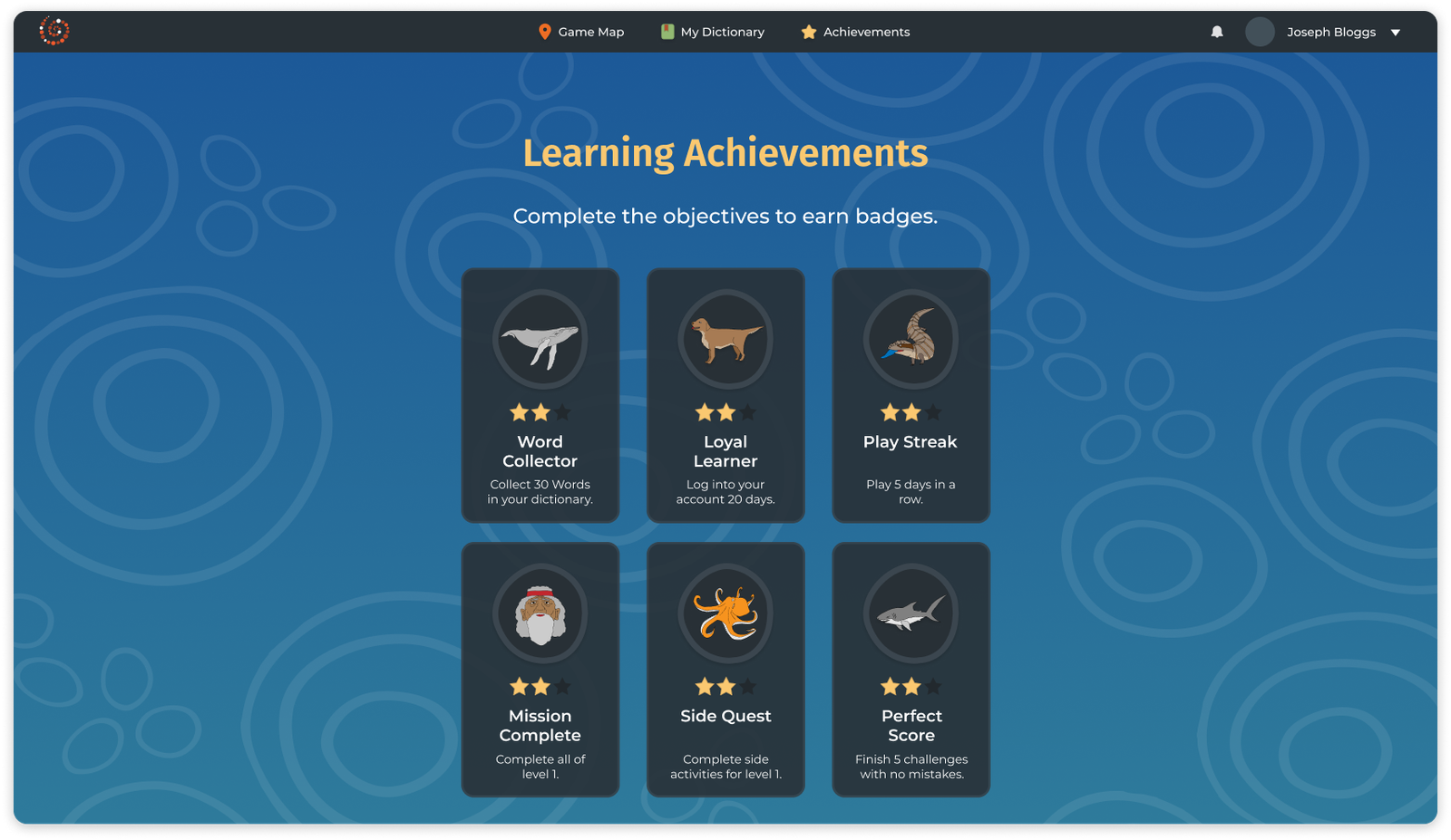 Learning achievements screen preview