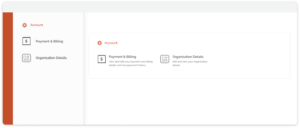 Account section dashboard and side navigation comparison