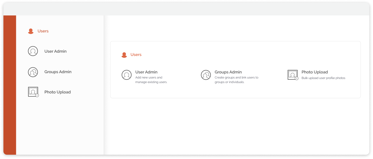 Users section dashboard and side navigation comparison