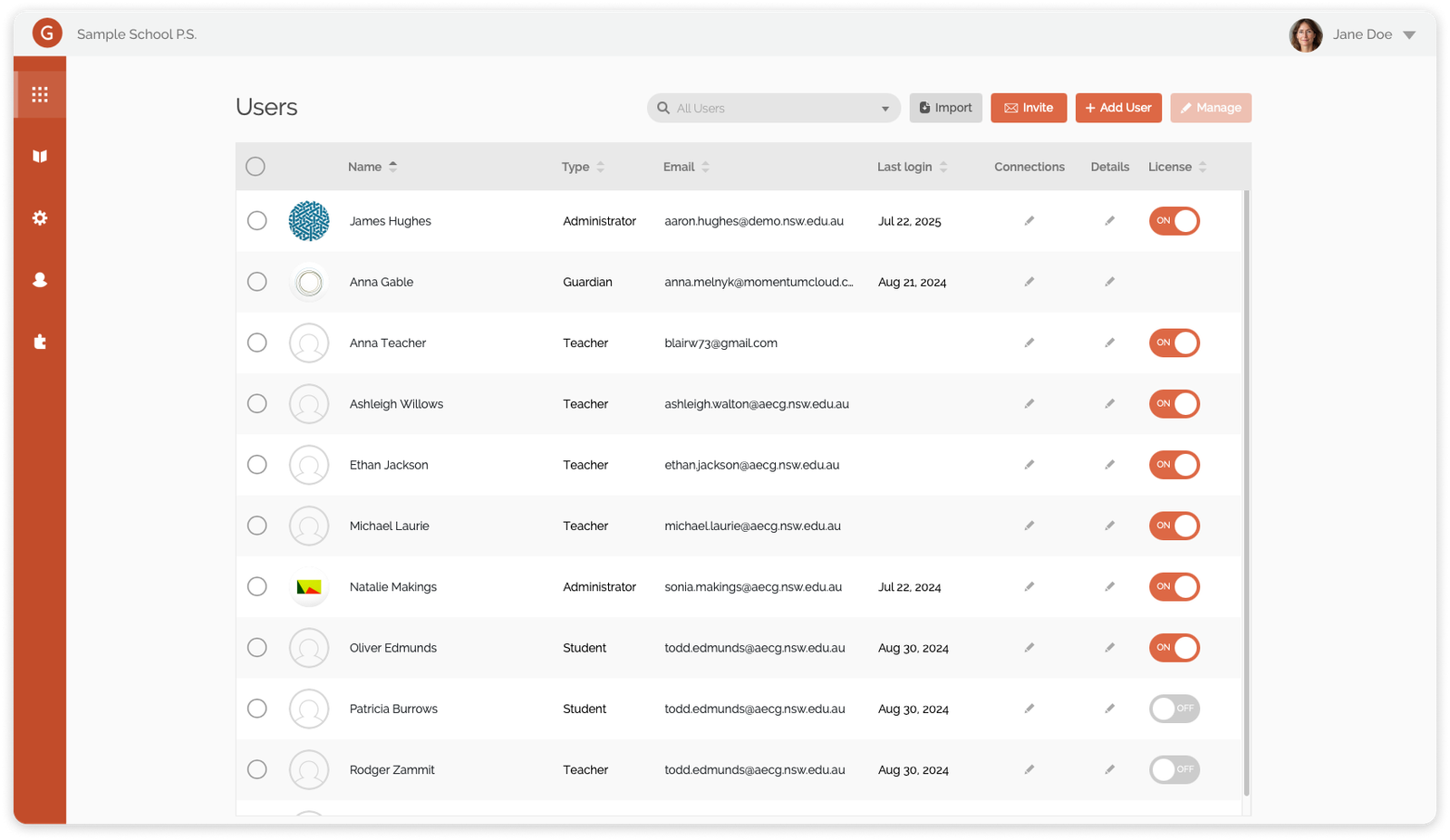 Goalhub Admin Users Screen