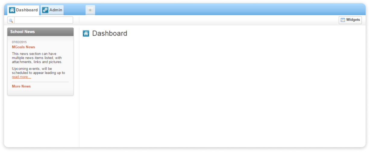 Post sign in screen of original admin
