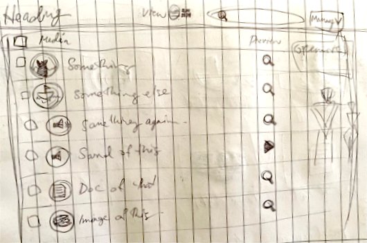 Early sketch of interface for uploading media