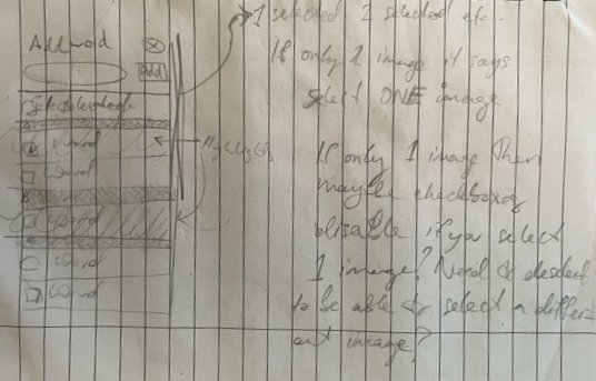 Side menu for choosing words rough sketch